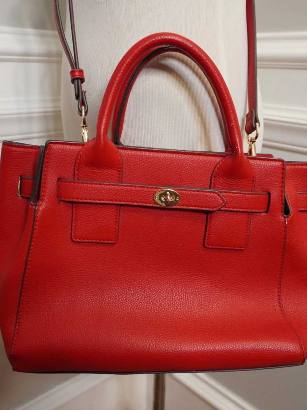Kate Landry Red Faux Leather Satchel